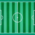 Pintura minimalista de un campo de fútbol realizada en acrílico por Laban (Jorge Labandeira) en 2013