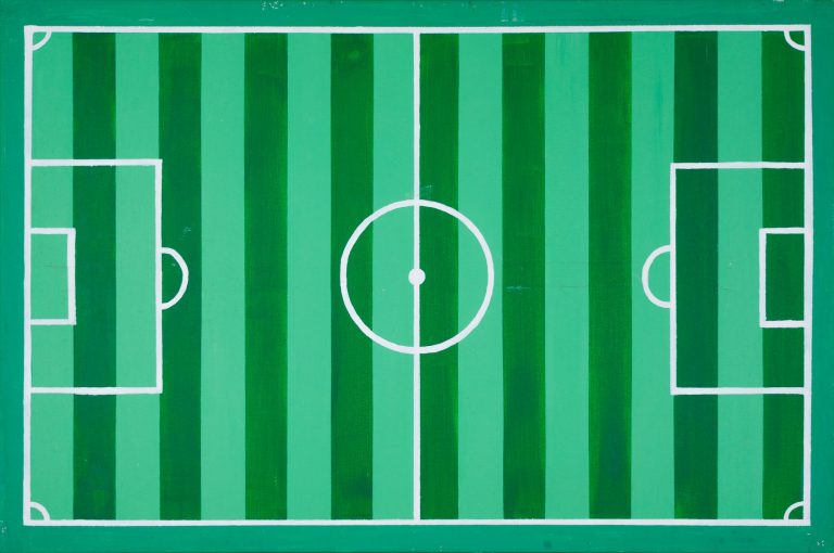 Pintura minimalista de un campo de fútbol realizada en acrílico por Laban (Jorge Labandeira) en 2013