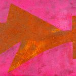 Pintura abstracta minimalista con forma geométrica realizada en acrílico con serrín por Laban (Jorge Labandeira) en 2025