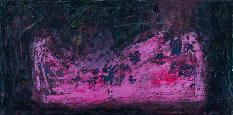 Pintura abstracta con forma de ballena realizada en acrílico por Laban (Jorge Labandeira) en 2025