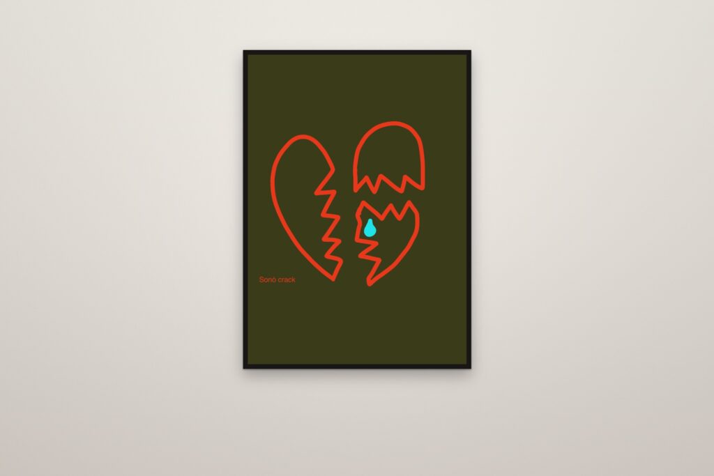 Corazón como Ralph, enmarcada a sangre en una pared (montaje)
